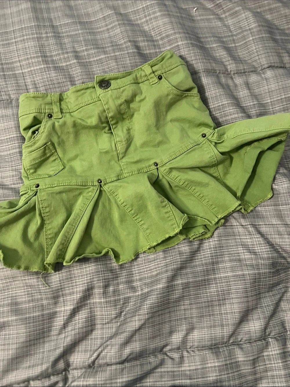 Olive Green and Light Blue kids Casual Skorts-